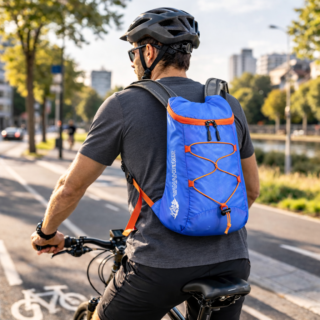 balade en velo avec mon sac a dos
