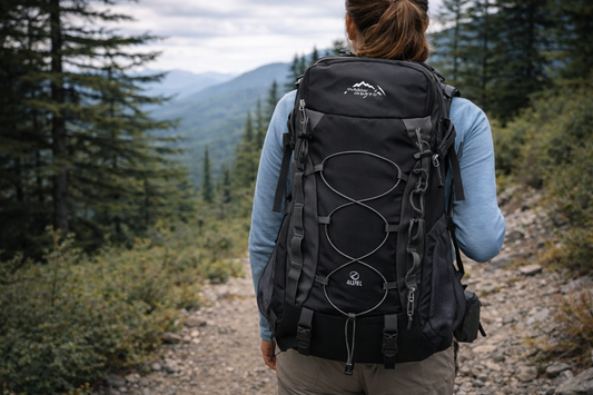 femme marche nature avec sac de randonnee