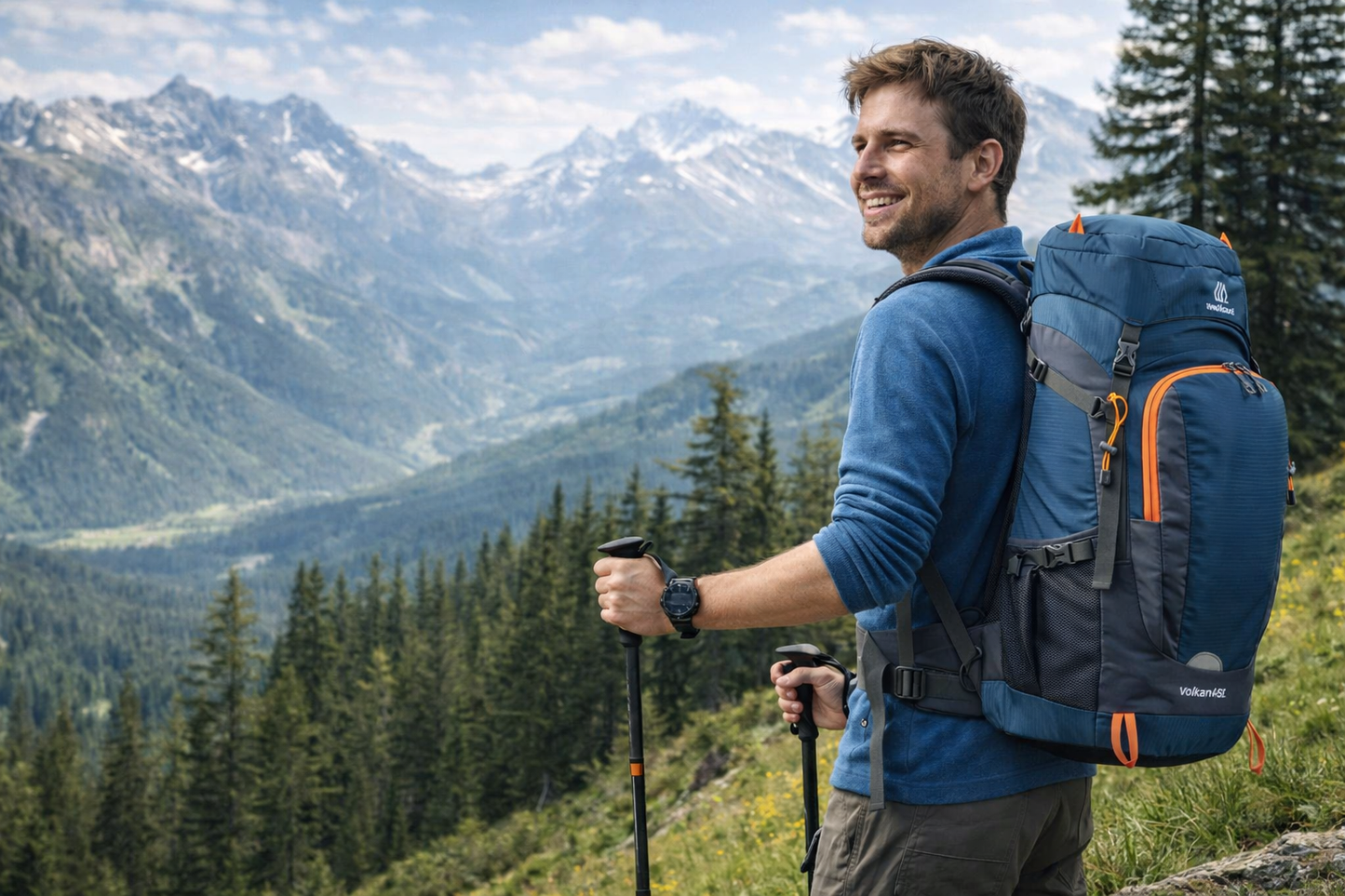 homme nature porte sac de randonnee