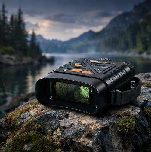 jumelles a vision nocturne sur rocher