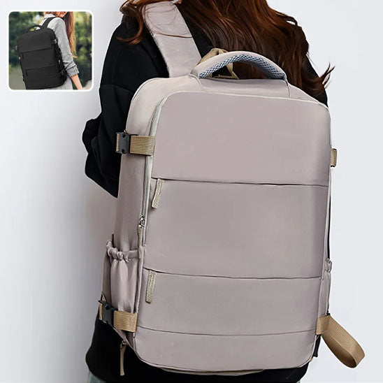 sac a dos de voyage beige porte par femme
